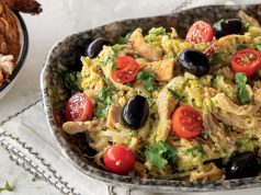 Frango com legumes à brás